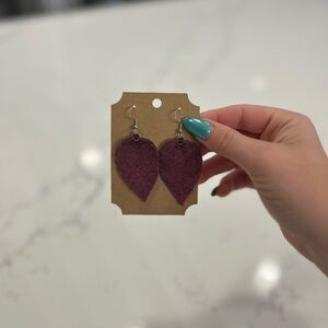 Maroon Leaf Shaped Earrings - NWT